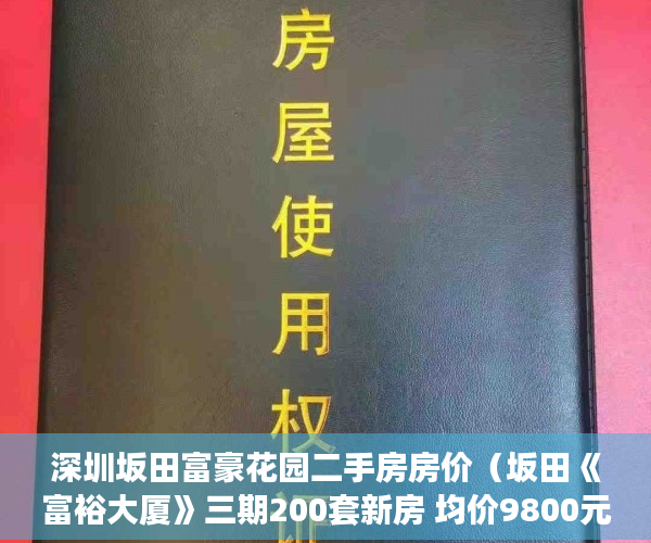 深圳坂田富豪花园二手房房价（坂田《富裕大厦》三期200套新房 均价9800元／平 ）小产权房拆除怎么补偿，