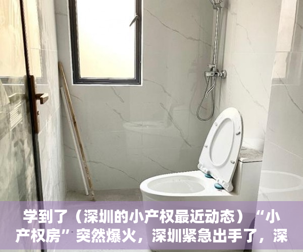 学到了（深圳的小产权最近动态）“小产权房”突然爆火，深圳紧急出手了，深圳小小产权房，