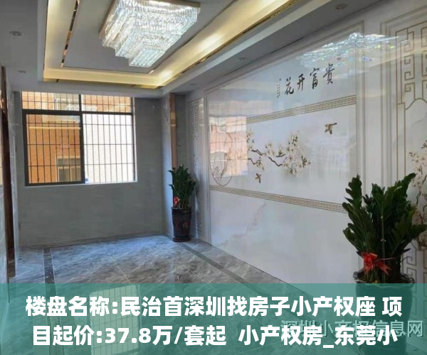 楼盘名称:民治首深圳找房子小产权座 项目起价:37.8万/套起  小产权房_东莞小产权房
