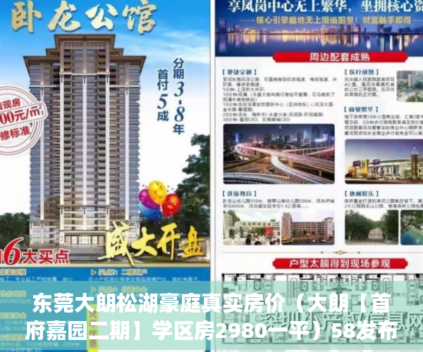 东莞大朗松湖豪庭真实房价（大朗【首府嘉园二期】学区房2980一平）58发布不了小产权信息怎么办，