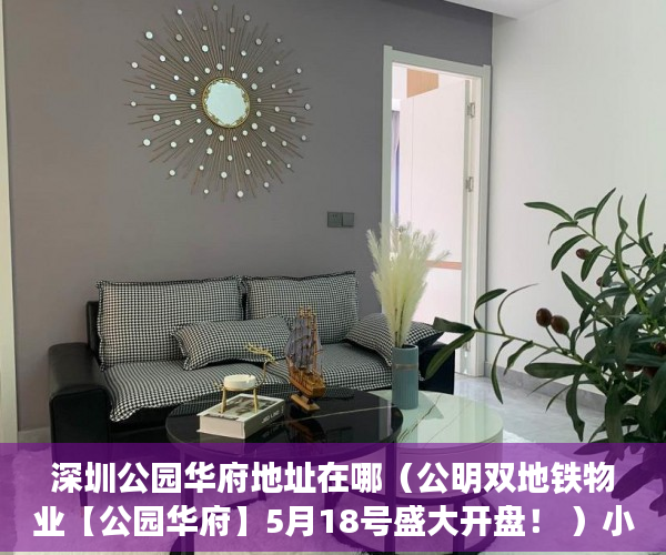 深圳公园华府地址在哪（公明双地铁物业【公园华府】5月18号盛大开盘！ ）小产权入手多久能卖，
