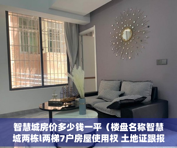 智慧城房价多少钱一平（楼盘名称智慧城两栋l两梯7户房屋使用权 土地证跟报建手 ）小产权多久办证，