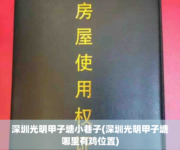 深圳光明甲子塘小巷子(深圳光明甲子塘哪里有鸡位置)