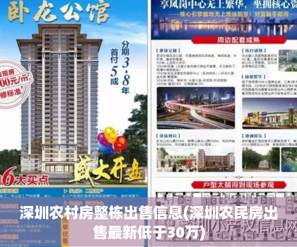 深圳农村房整栋出售信息(深圳农民房出售最新低于30万)