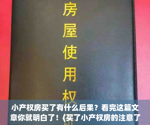 小产权房买了有什么后果？看完这篇文章你就明白了！(买了小产权房的注意了,新政策出了!)