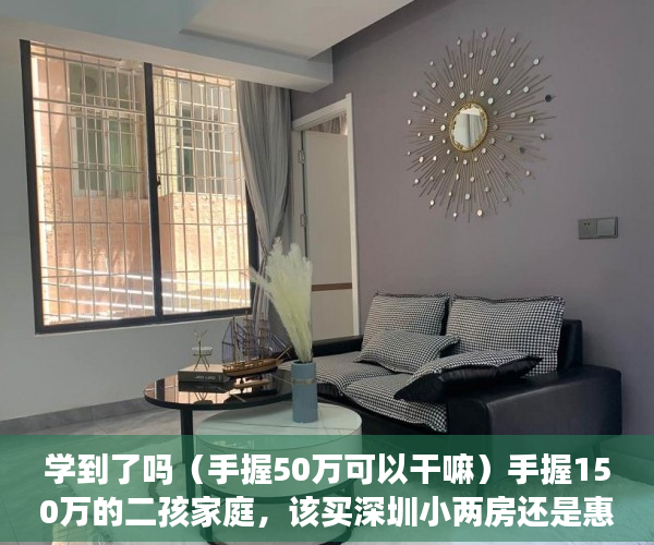 学到了吗（手握50万可以干嘛）手握150万的二孩家庭，该买深圳小两房还是惠州大四房？，手握500万干点啥，