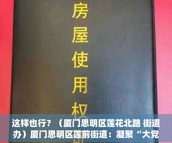 这样也行？（厦门思明区莲花北路 街道办）厦门思明区莲前街道：凝聚“大党委”力量 全域攻坚助力基层治理，厦门思明区莲前社区，