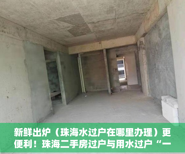 新鲜出炉（珠海水过户在哪里办理）更便利！珠海二手房过户与用水过户“一窗通办”，珠海水表过户，
