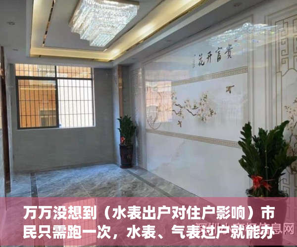 万万没想到（水表出户对住户影响）市民只需跑一次，水表、气表过户就能办好，水表出气表走吗，