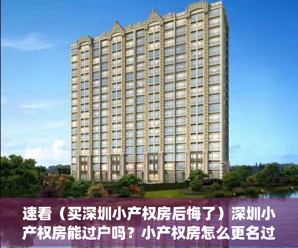 速看（买深圳小产权房后悔了）深圳小产权房能过户吗？小产权房怎么更名过户？及过户流程，深圳这么多小产权房何去何从，