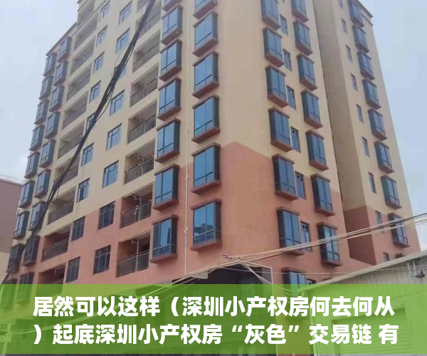 居然可以这样（深圳小产权房何去何从）起底深圳小产权房“灰色”交易链 有中介两个月完成全年业绩指标，深圳现在小产权房买了以后有风险吗，