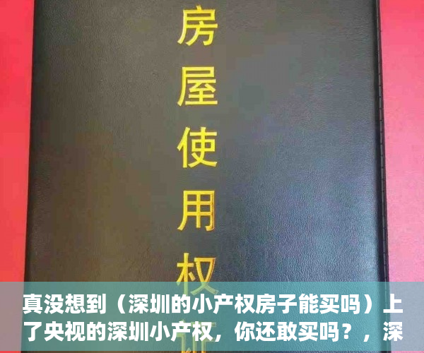 真没想到（深圳的小产权房子能买吗）上了央视的深圳小产权，你还敢买吗？，深圳小产权哪里值得买，