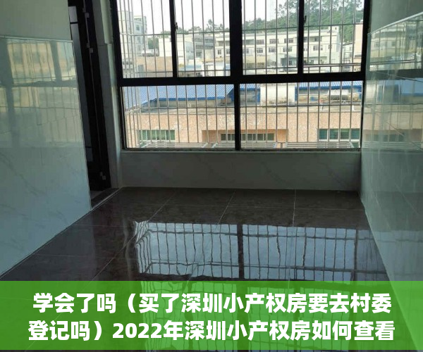 学会了吗（买了深圳小产权房要去村委登记吗）2022年深圳小产权房如何查看是村委统建的楼还是历史遗留的？，2021年深圳小产权房怎么处理，