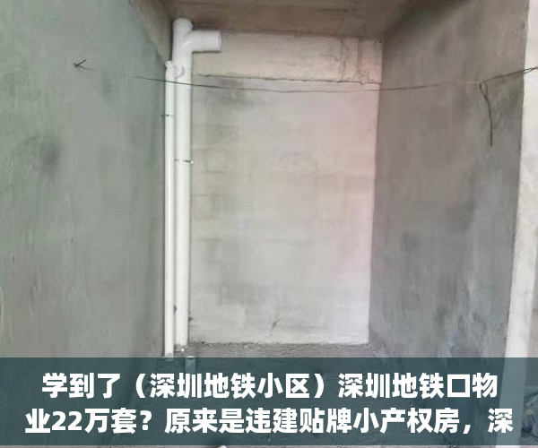 学到了（深圳地铁小区）深圳地铁口物业22万套？原来是违建贴牌小产权房，深圳地铁业主，