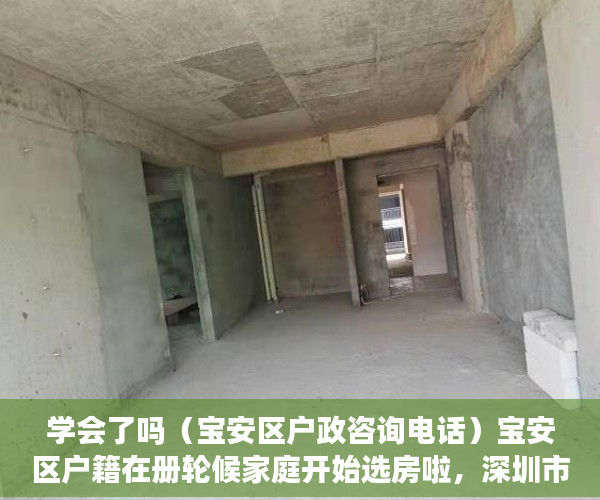 学会了吗（宝安区户政咨询电话）宝安区户籍在册轮候家庭开始选房啦，深圳市宝安区户政电话，